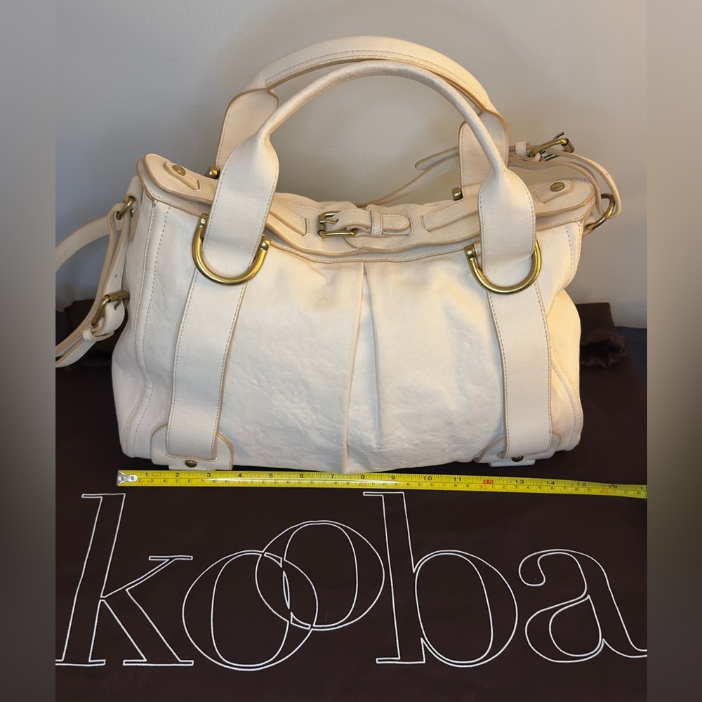 Kooba Leather Tote Satchel in cream Large Size - Picture 14 of 16